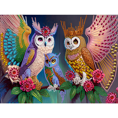 Owl 40*30CM(Canvas) Special Shaped Drill Diamond Painting