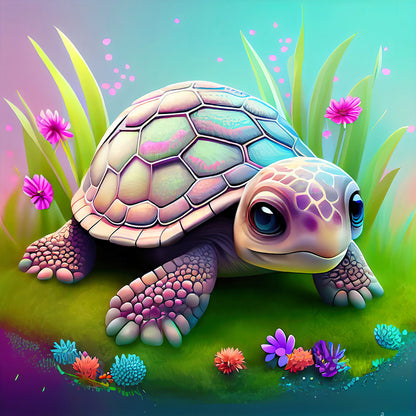 Crawling Turtle - Full Round Drill Diamond Painting 30*30CM