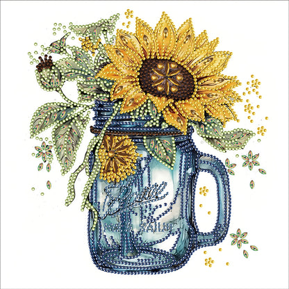 Sunflower Glass Bottle - Special Shaped Drill Diamond Painting 30*30CM