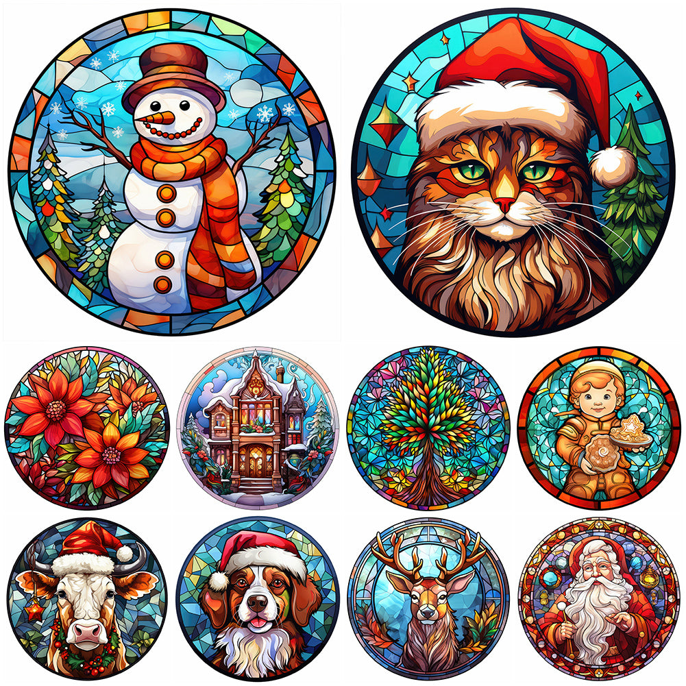 Christmas Glass Painting - Full Round Drill Diamond Painting 30*30CM