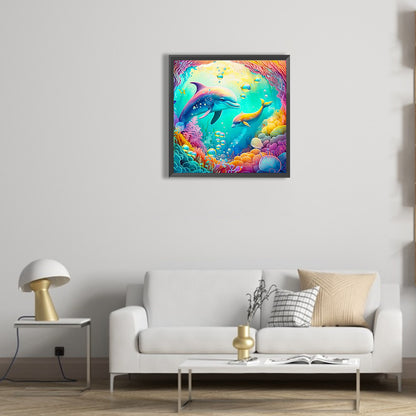 Dolphins - Full Round Drill Diamond Painting 30*30CM