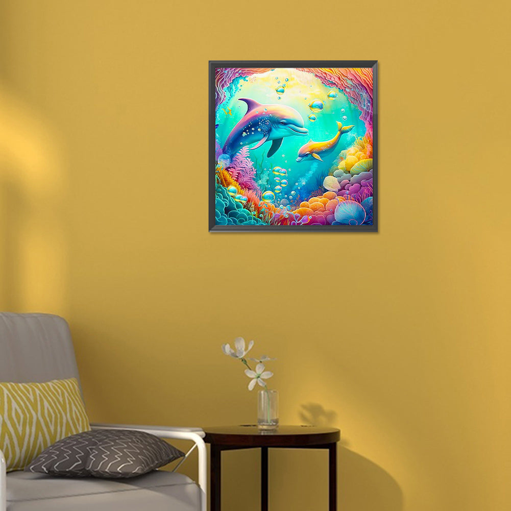 Dolphins - Full Round Drill Diamond Painting 30*30CM