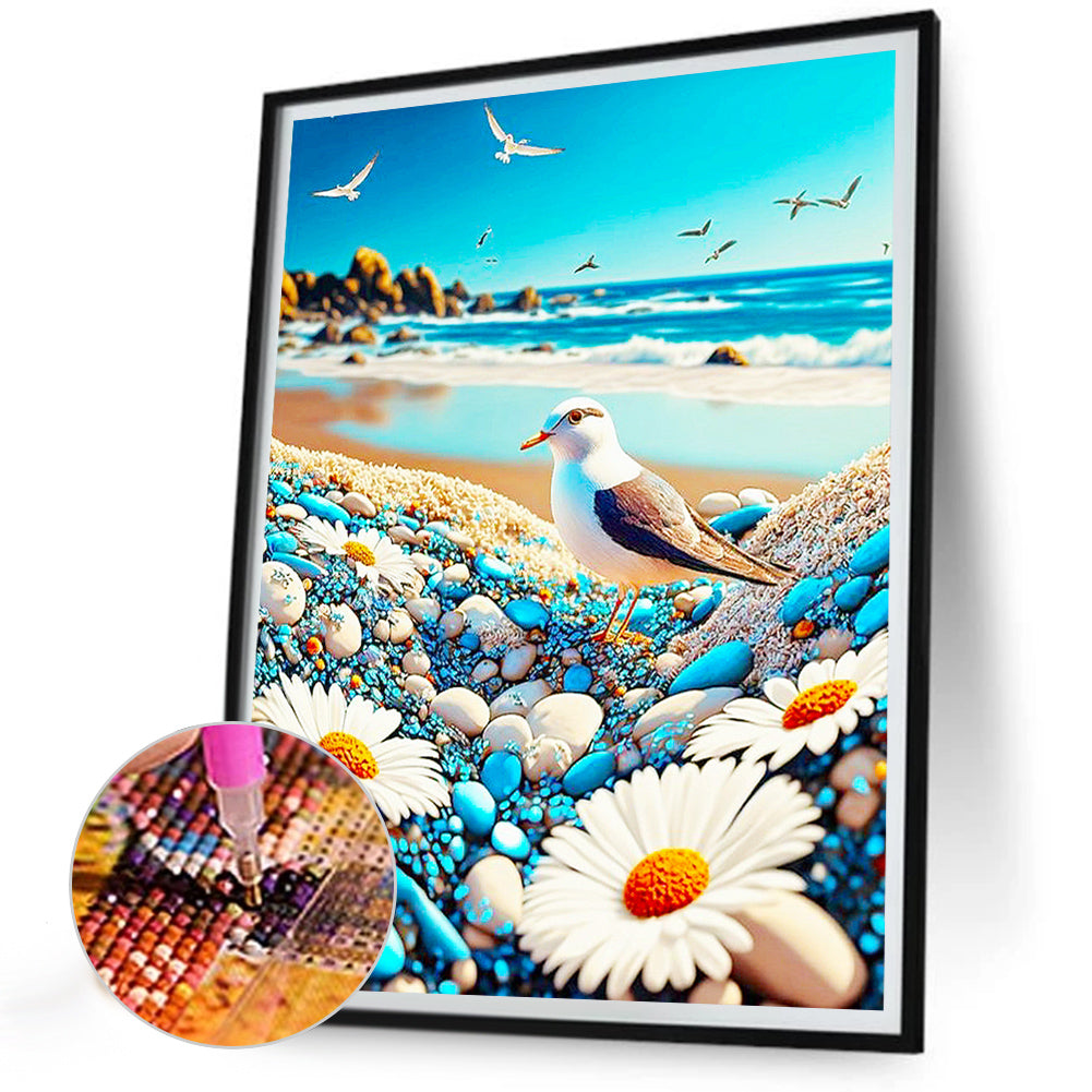 Seagulls On The Beach - Full Round Drill Diamond Painting 30*40CM