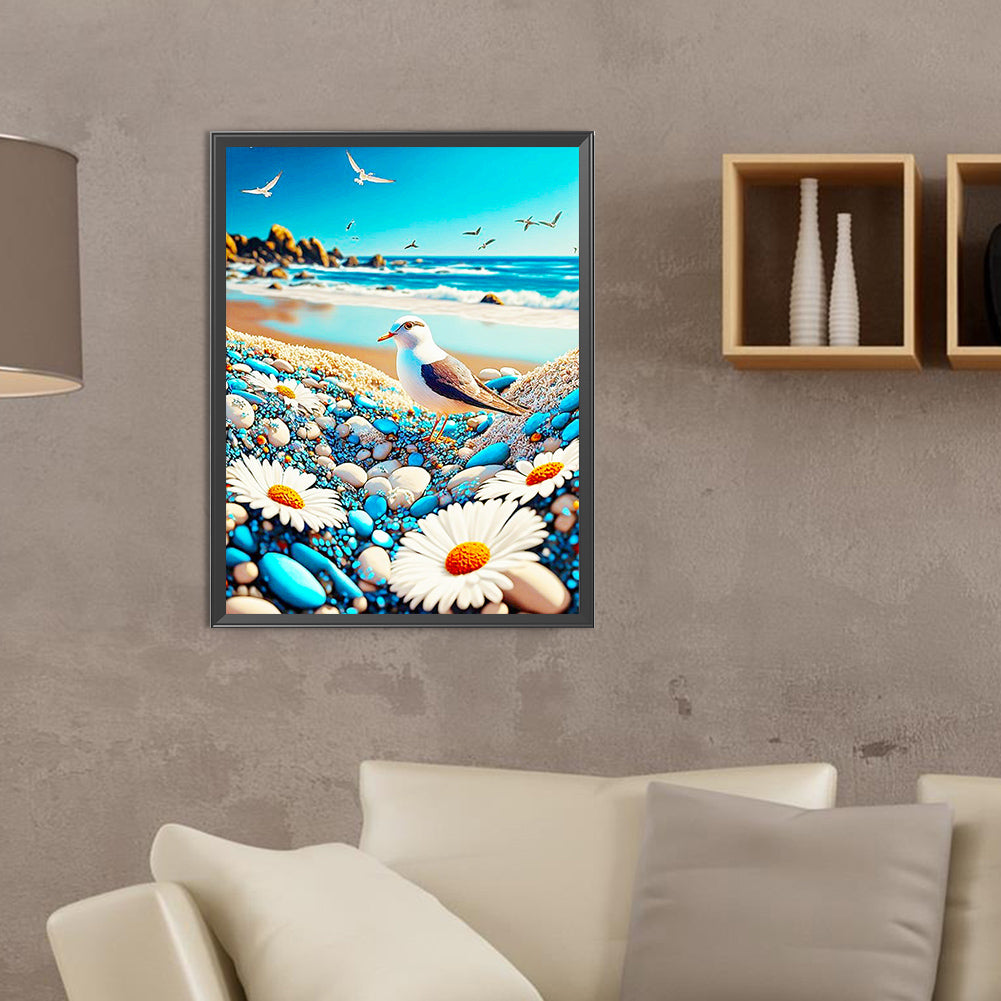 Seagulls On The Beach - Full Round Drill Diamond Painting 30*40CM