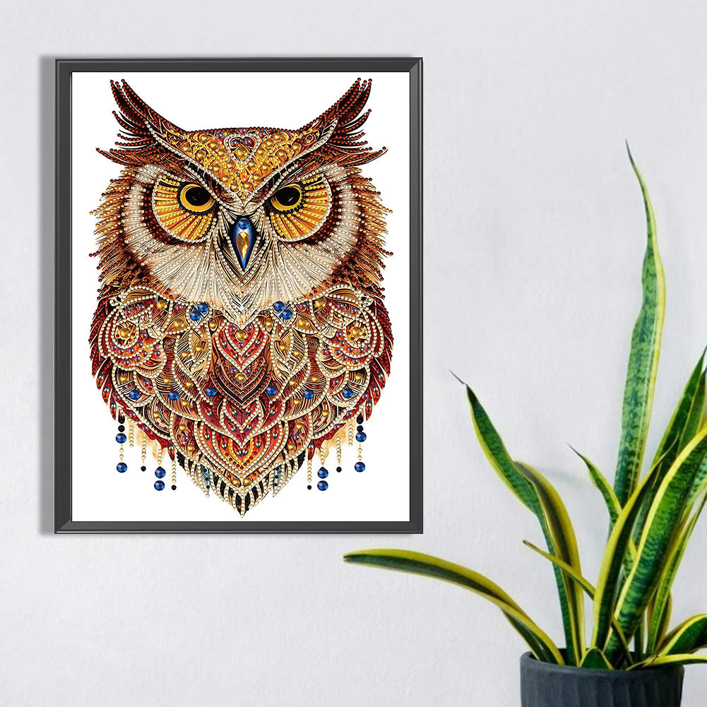 Ethnic Style Owl - Special Shaped Drill Diamond Painting 30*40CM