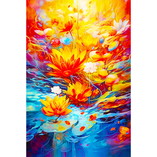 Red Lotus - Full Round Drill Diamond Painting 40*60CM