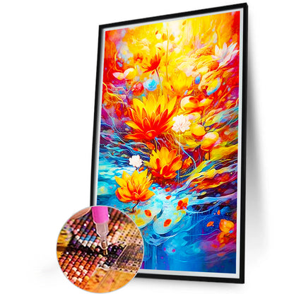 Red Lotus - Full Round Drill Diamond Painting 40*60CM