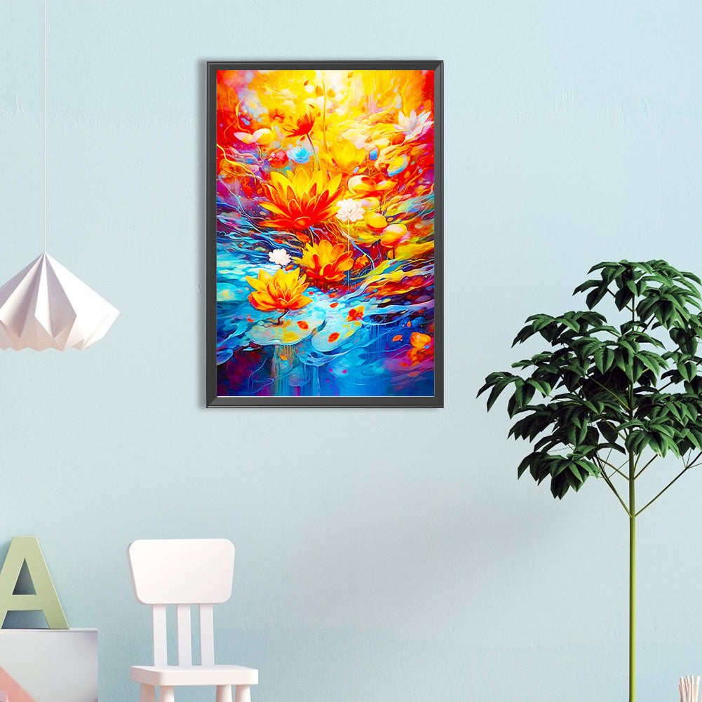 Red Lotus - Full Round Drill Diamond Painting 40*60CM