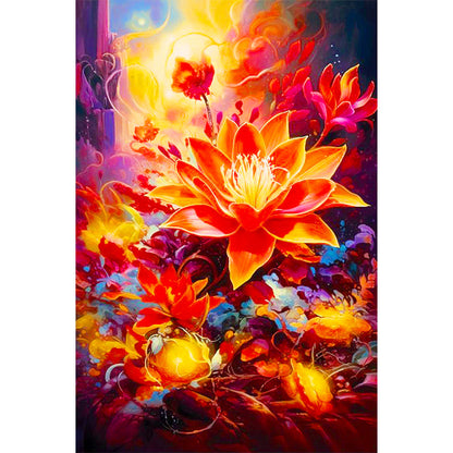 Red Lotus - Full Round Drill Diamond Painting 40*60CM