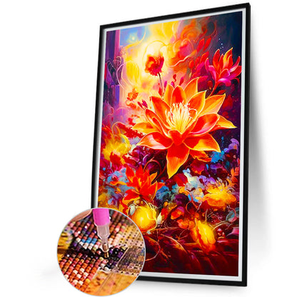 Red Lotus - Full Round Drill Diamond Painting 40*60CM