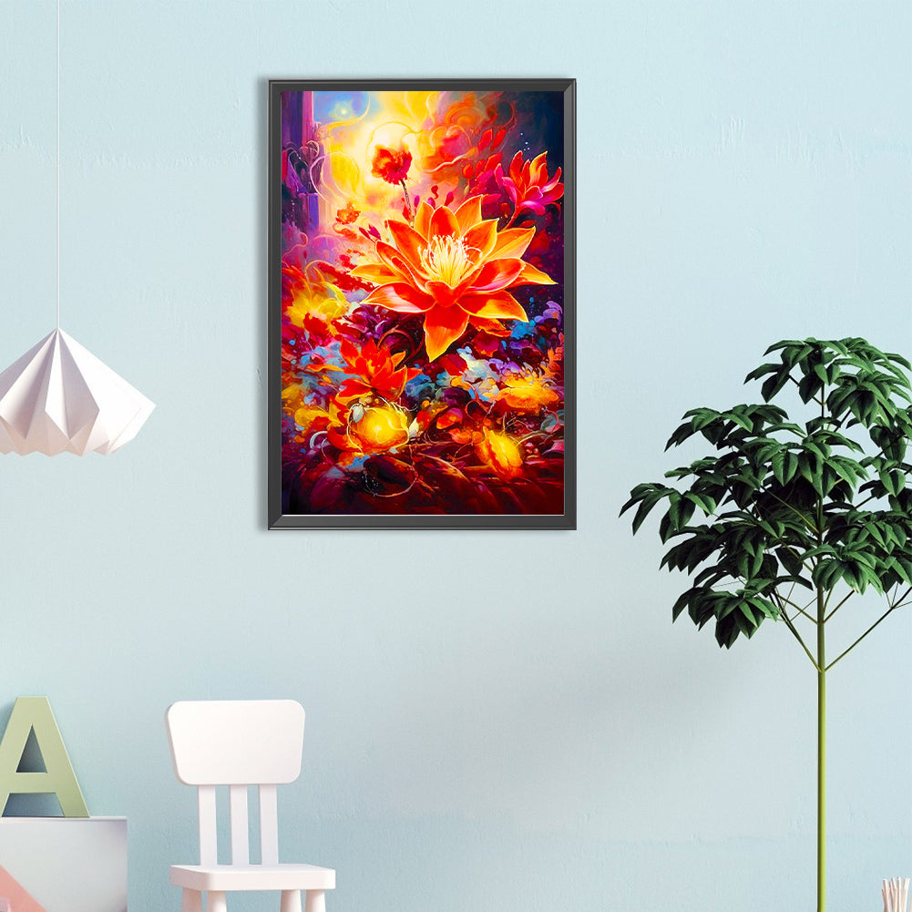 Red Lotus - Full Round Drill Diamond Painting 40*60CM