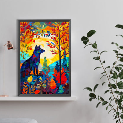 High Saturation Glass Painting Wolf - Full Round Drill Diamond Painting 40*60CM