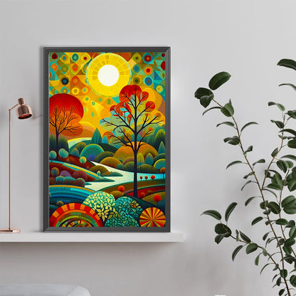 High Saturation Glass Painting Landscape - Full Round Drill Diamond Painting 40*60CM