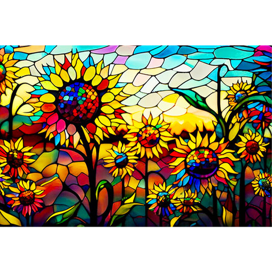 Glass Painting Sunflower Field - Full Round Drill Diamond Painting 60*40CM