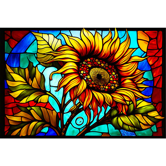 Glass Painting Sunflowers - Full Round Drill Diamond Painting 60*40CM