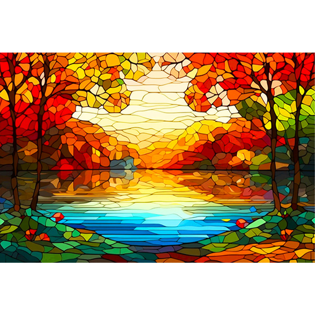 Glass Painting Forest - Full Round Drill Diamond Painting 60*40CM