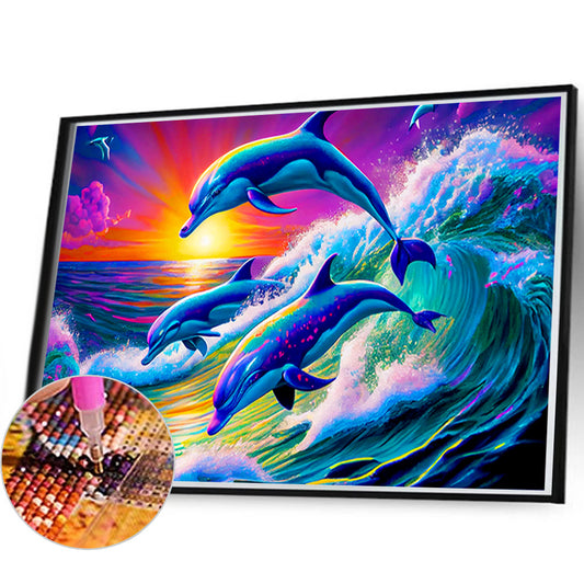 Dolphins - Full Round Drill Diamond Painting 60*40CM