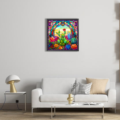 Glass Cactus - Full Round Drill Diamond Painting 40*40CM