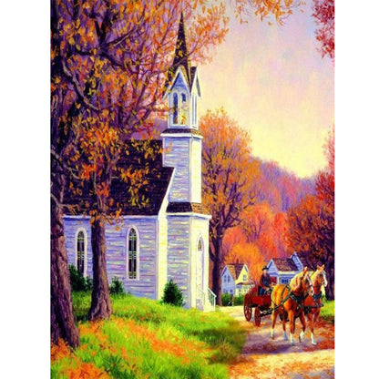 Church Scenery - Full Round Drill Diamond Painting 30*40CM