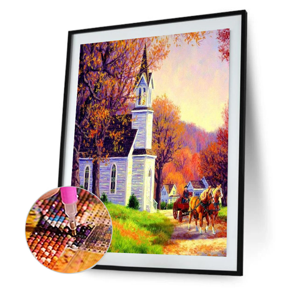 Church Scenery - Full Round Drill Diamond Painting 30*40CM