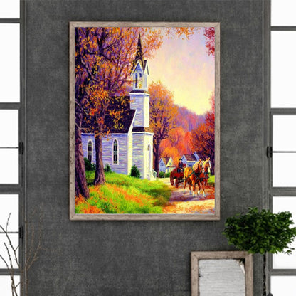 Church Scenery - Full Round Drill Diamond Painting 30*40CM