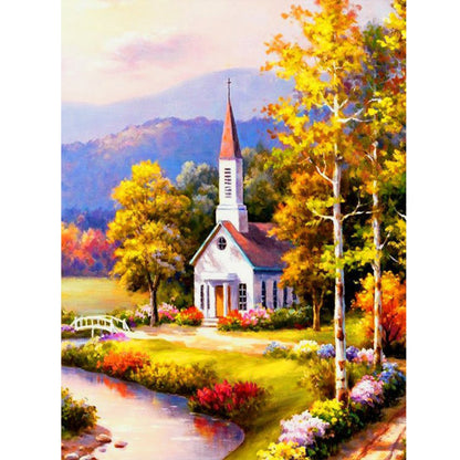 Church Scenery - Full Round Drill Diamond Painting 30*40CM