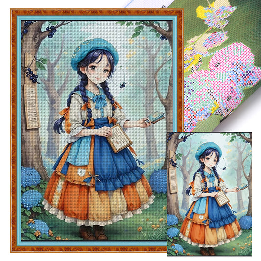 Lolita Girl In The Forest - 11CT Stamped Cross Stitch 40*60CM