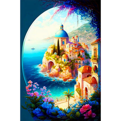 Beautiful Half Perspective Castle - Full Round Drill Diamond Painting 40*60CM