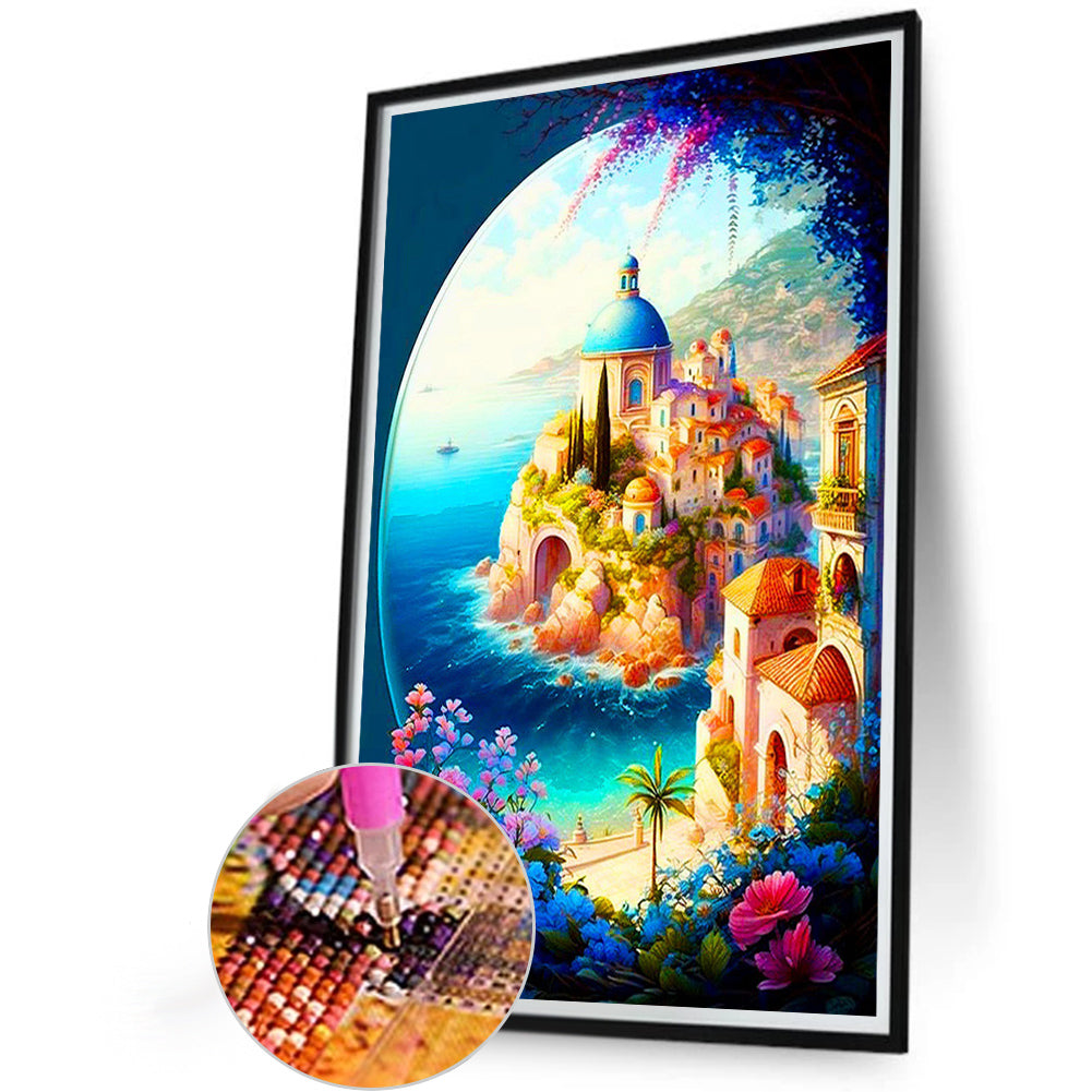 Beautiful Half Perspective Castle - Full Round Drill Diamond Painting 40*60CM