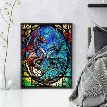 Glass Painting-Flying Dragon - 11CT Stamped Cross Stitch 40*50CM