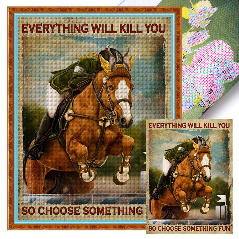 Horse Riding - 11CT Stamped Cross Stitch 40*55CM