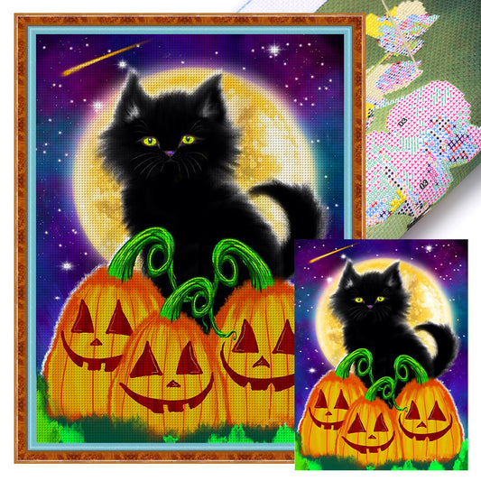 Halloween Pumpkin And Black Cat - 11CT Stamped Cross Stitch 40*55CM