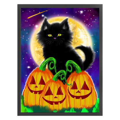 Halloween Pumpkin And Black Cat - 11CT Stamped Cross Stitch 40*55CM