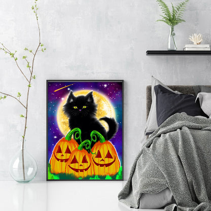 Halloween Pumpkin And Black Cat - 11CT Stamped Cross Stitch 40*55CM