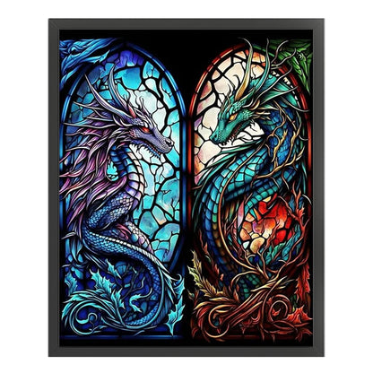 Glass Painting-Flying Dragon - 14CT Stamped Cross Stitch 50*60CM