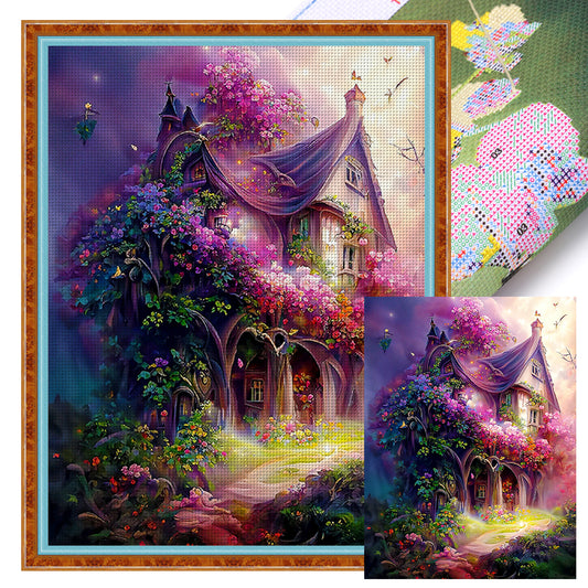 Flower Tree Cottage - 16CT Stamped Cross Stitch 50*65CM