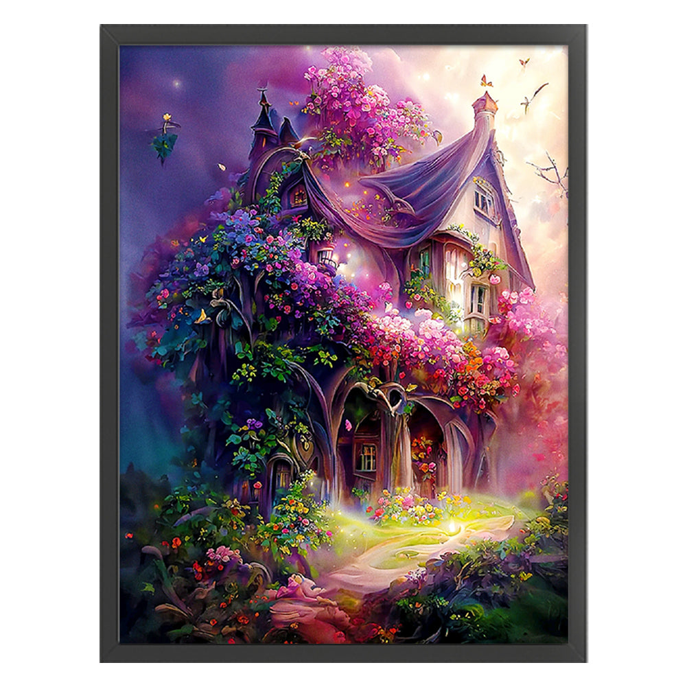 Flower Tree Cottage - 16CT Stamped Cross Stitch 50*65CM