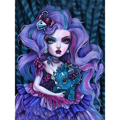 Purple Hair Girl - 11CT Stamped Cross Stitch 50*65CM