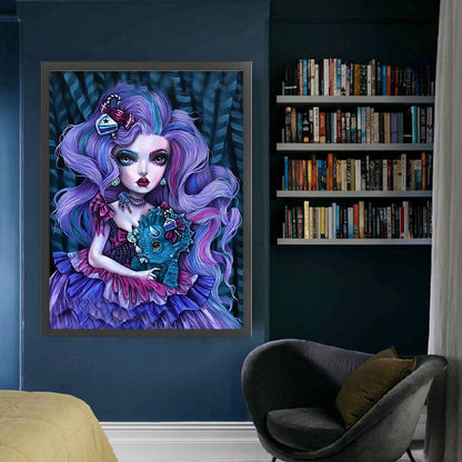 Purple Hair Girl - 11CT Stamped Cross Stitch 50*65CM