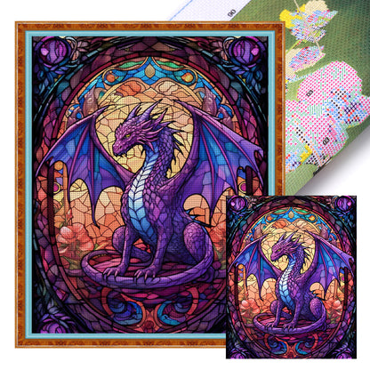 Glass Painting-Pterosaur - 14CT Stamped Cross Stitch 40*50CM