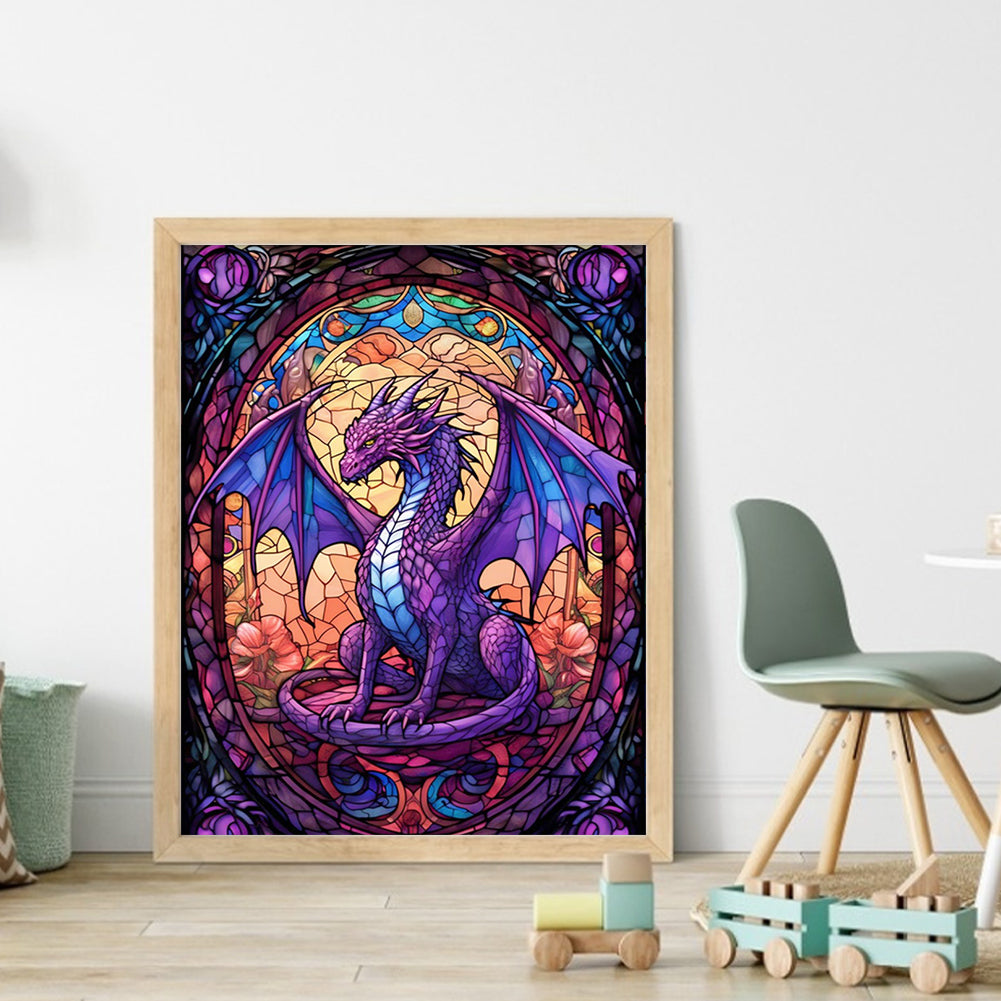 Glass Painting-Pterosaur - 14CT Stamped Cross Stitch 40*50CM
