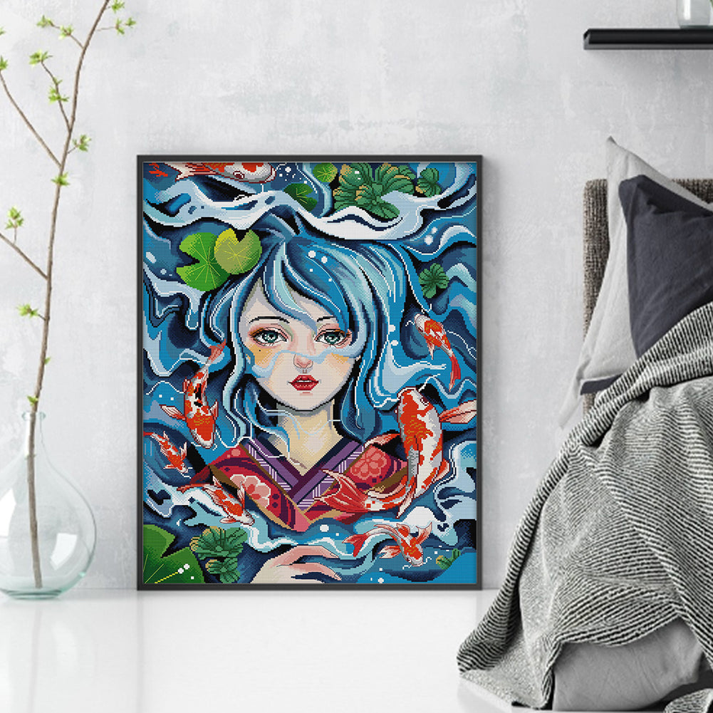 Daughter Of The Sea - 14CT Stamped Cross Stitch 50*63CM(Joy Sunday)