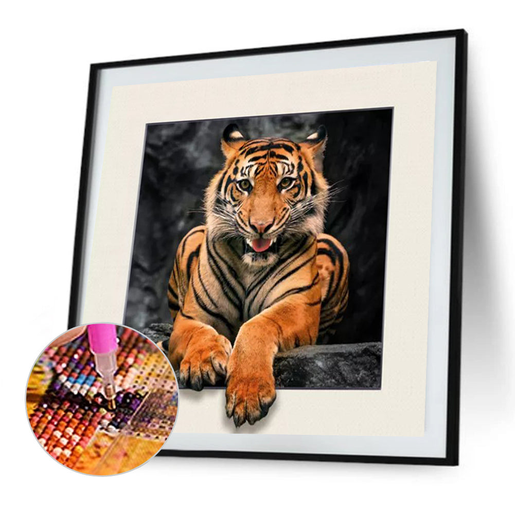 3D Picture Frame Tiger - Full Round Drill Diamond Painting 35*35CM
