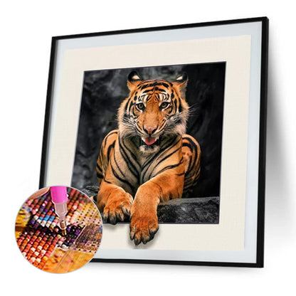 3D Picture Frame Tiger - Full Round Drill Diamond Painting 35*35CM