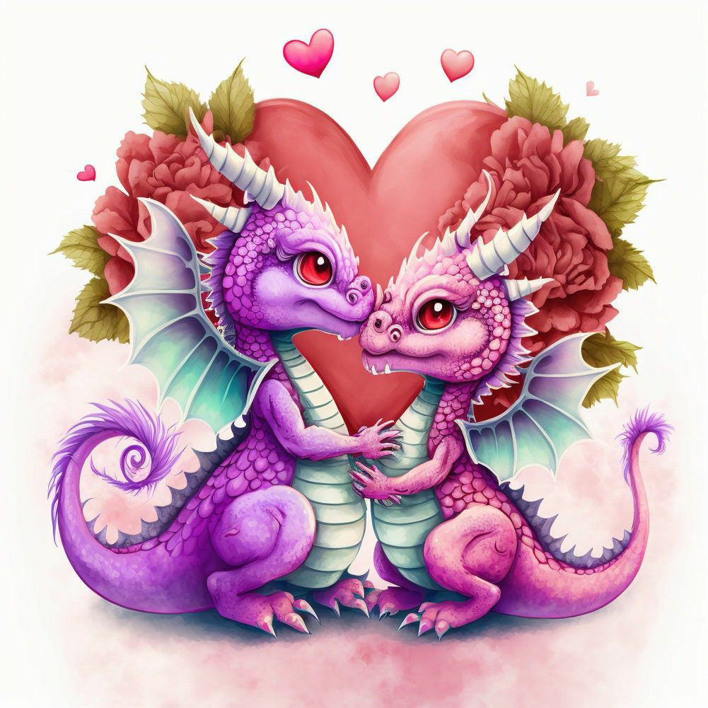 Friendly Little Dinosaur - Full Round Drill Diamond Painting 30*30CM