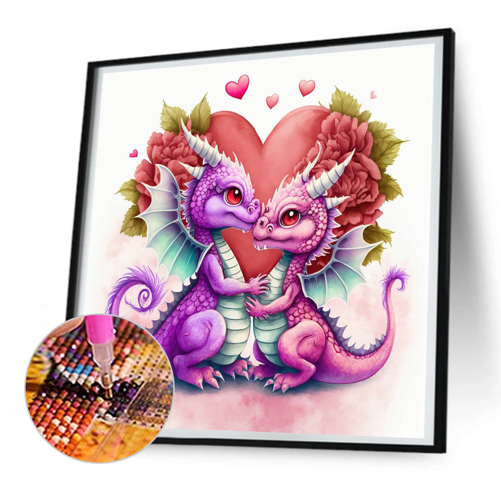 Friendly Little Dinosaur - Full Round Drill Diamond Painting 30*30CM