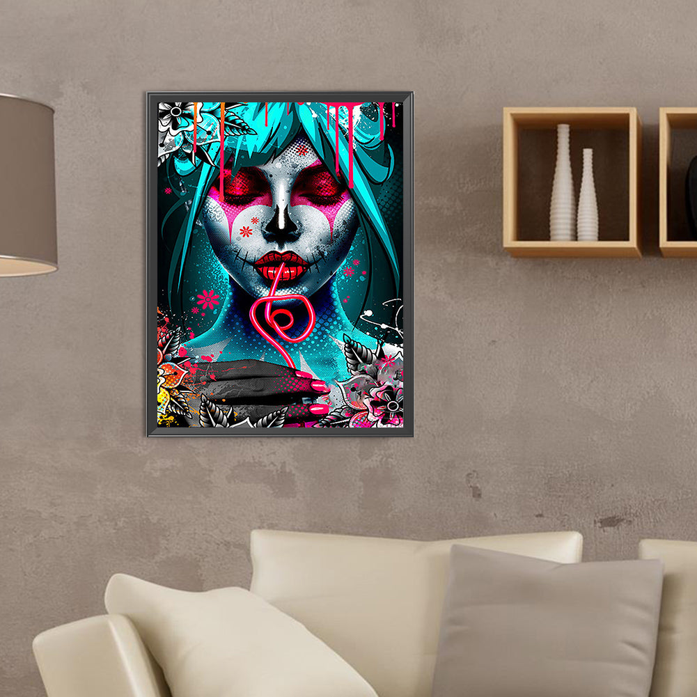 Dark Woman Drinking - Full Round Drill Diamond Painting 30*40CM