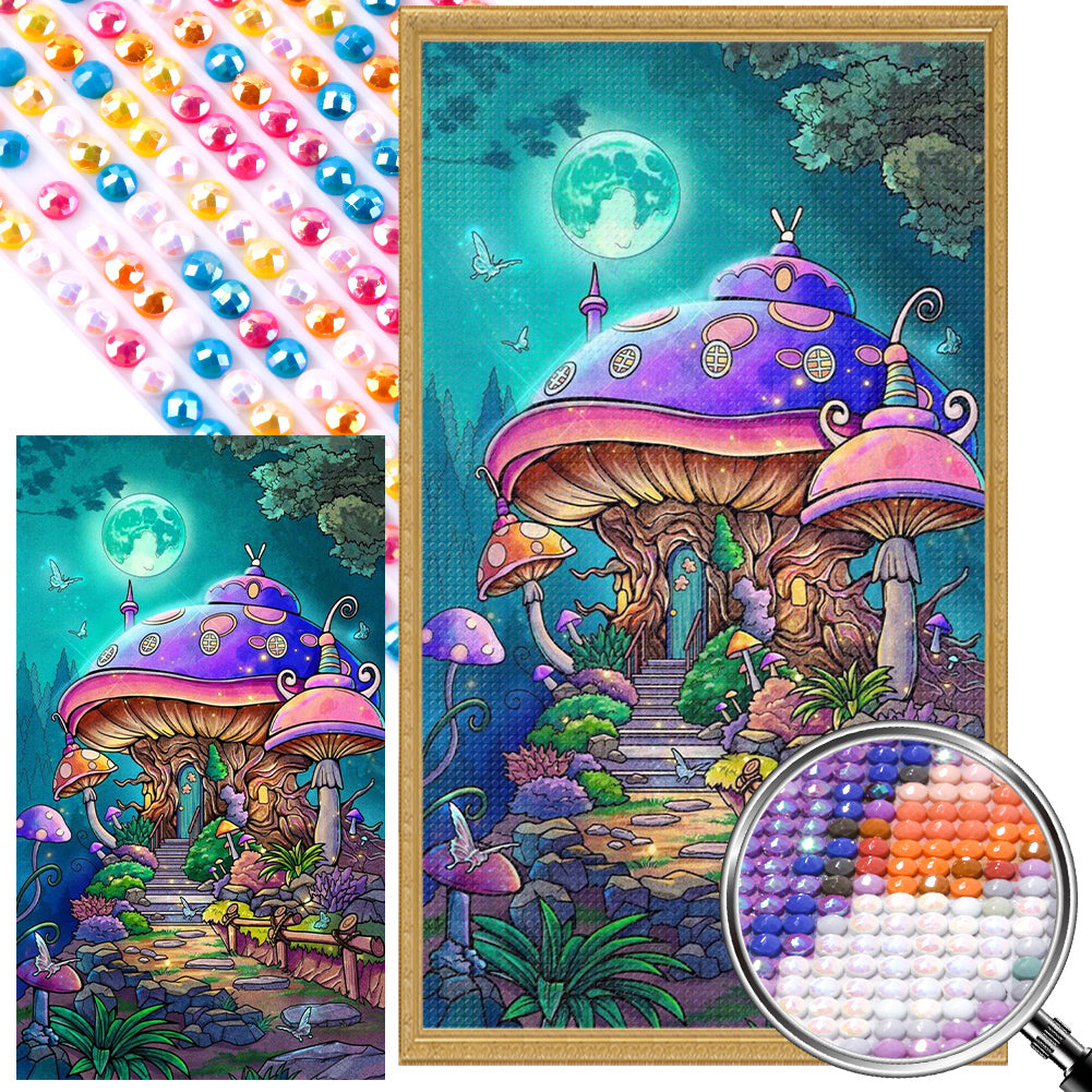 Mushroom House - Full AB Round Drill Diamond Painting 40*70CM