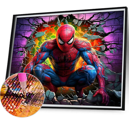 Superhero In Action Spiderman - Full Round Drill Diamond Painting 55*50CM