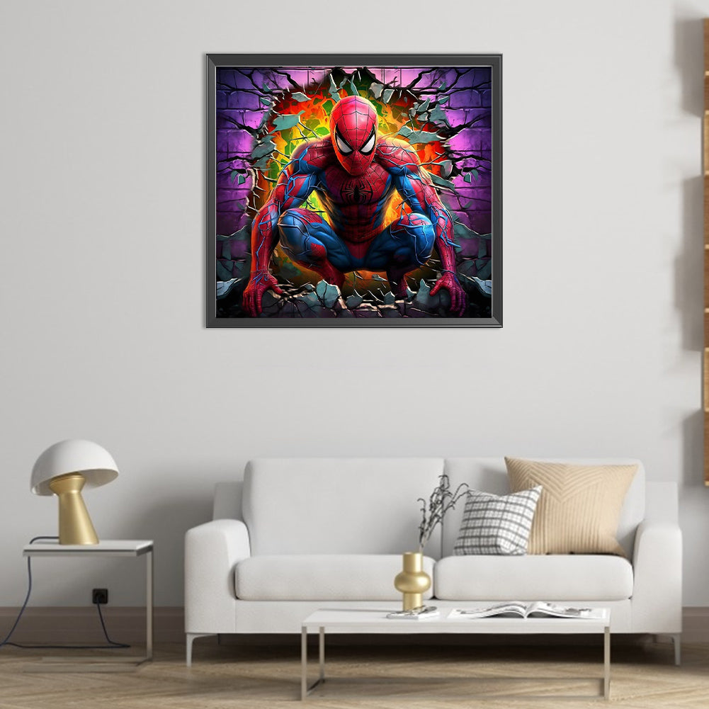 Superhero In Action Spiderman - Full Round Drill Diamond Painting 55*50CM